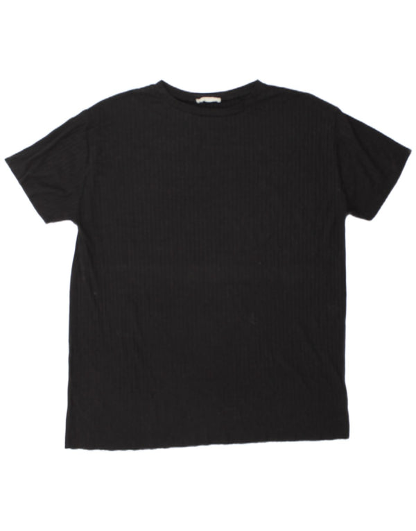 Camiseta feminina grande Zara UK 14 poliéster preto médio
