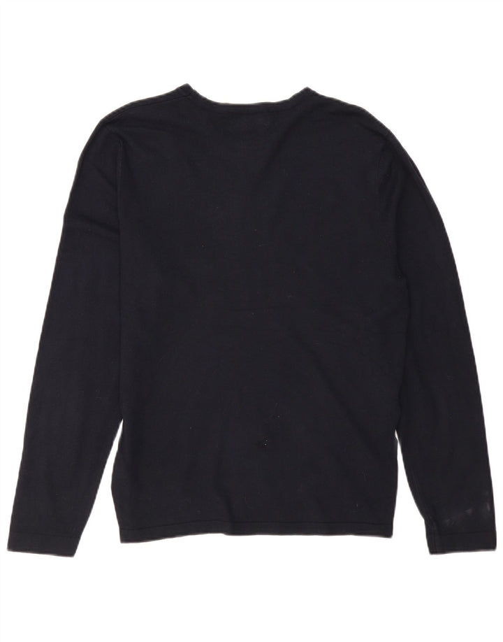 Zara Suéter masculino com gola canoa e viscose azul marinho médio