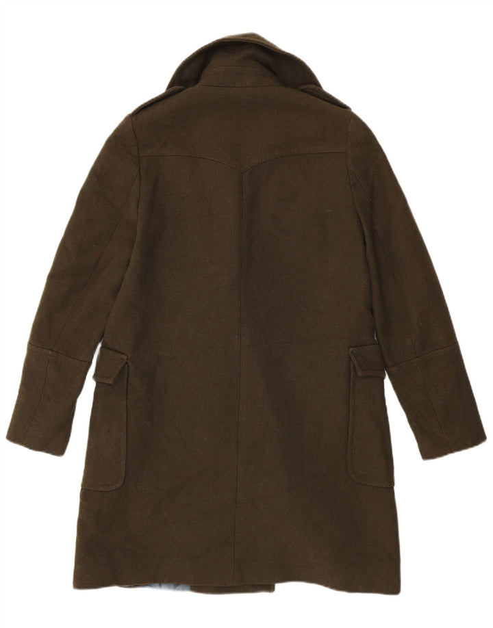 Zara Casaco feminino duplo breasted Reino Unido 10 pequeno cáqui