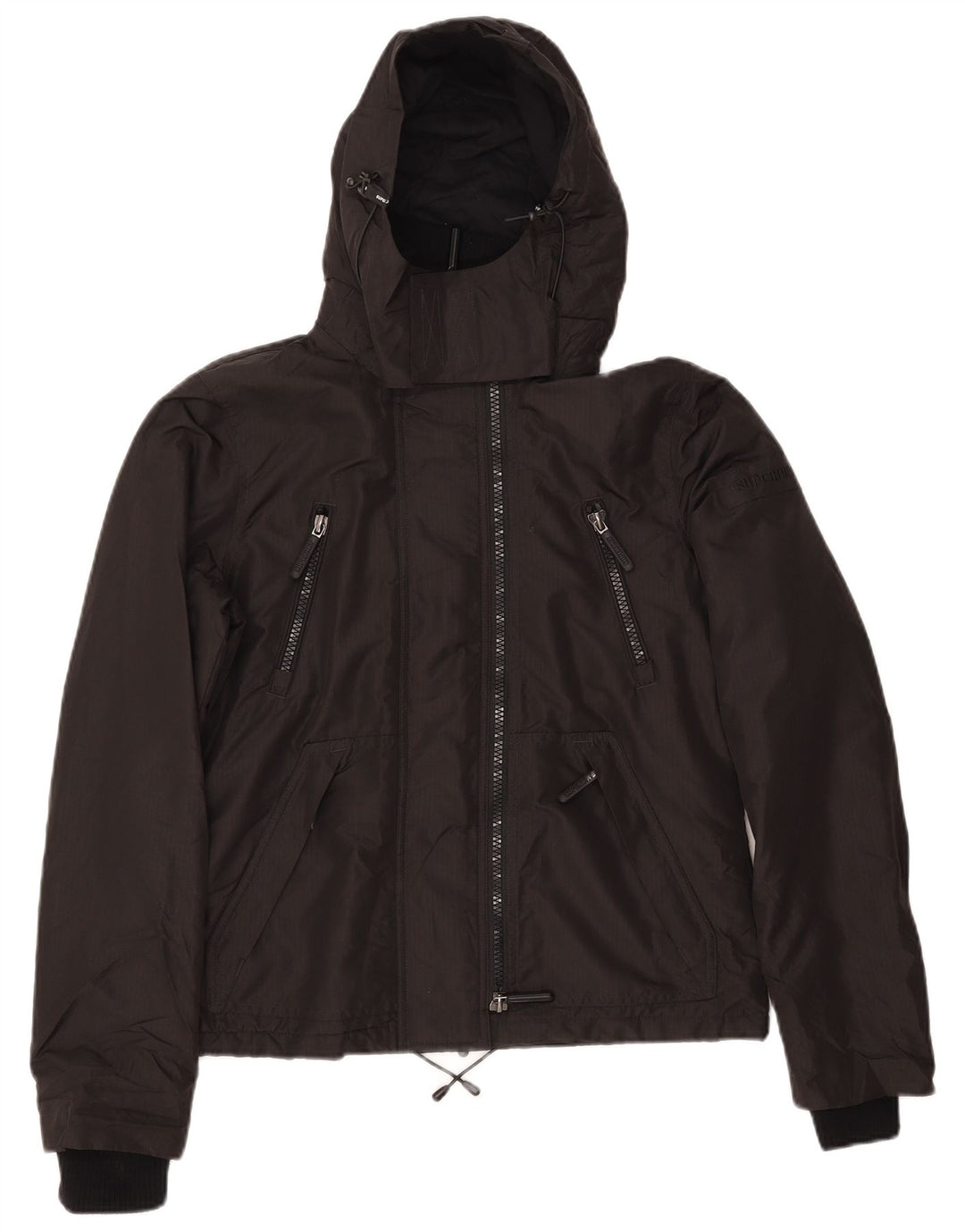 Jaqueta corta-vento feminina Superdry com capuz UK 12 médio preto