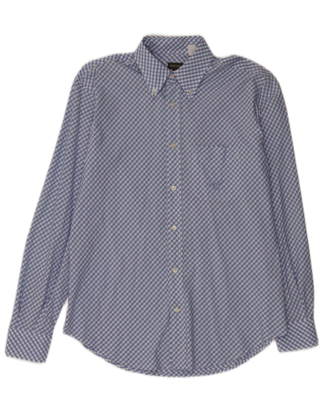 Camisa masculina HENRY COTTONS tamanho 40 algodão guingão azul médio