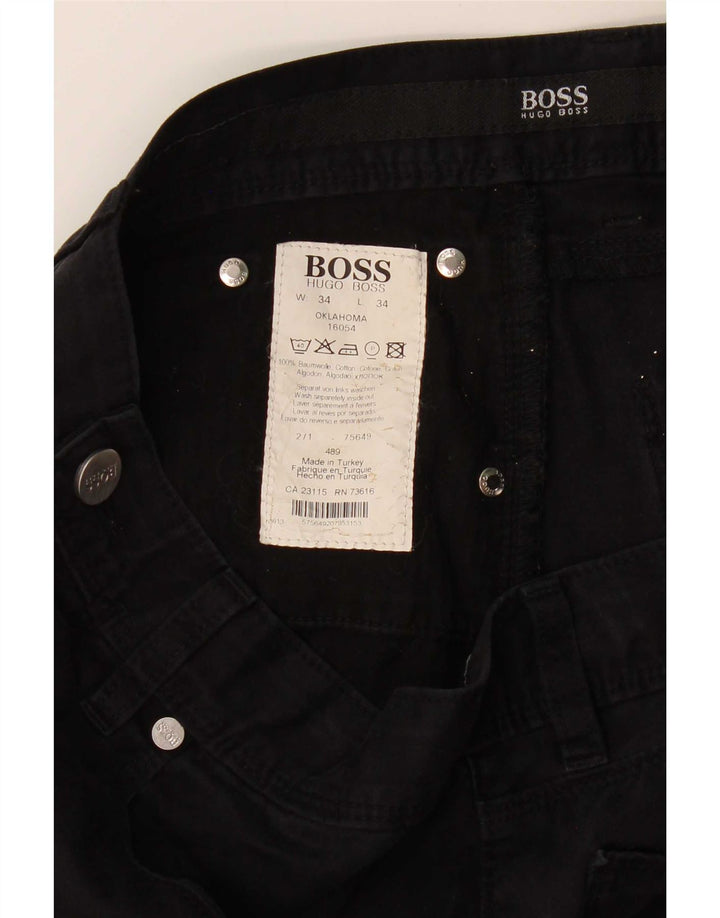 Hugo Boss Mens Straight Jeans W34 L34 Algodão Preto