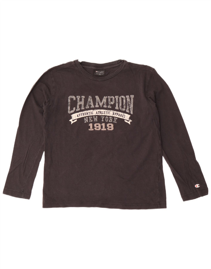 Campeão feminino oversized gráfico top manga comprida Reino Unido 10 pequeno preto
