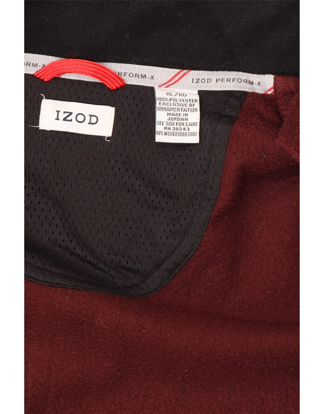 Jaqueta de lã masculina Izod UK 42 XL Borgonha Colourblock Poliéster