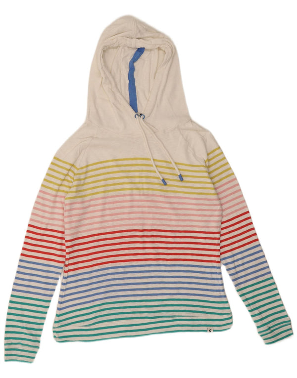 Joules moletom com capuz feminino UK 14 médio algodão listrado multicolorido