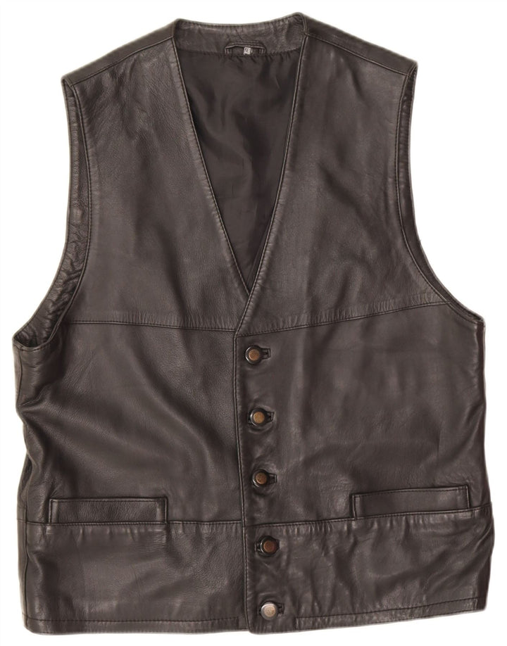 Colete de couro masculino Gurtex IT 48 couro preto médio