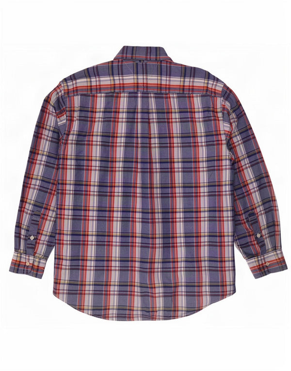 Camisa masculina Tommy Hilfiger grande algodão xadrez azul