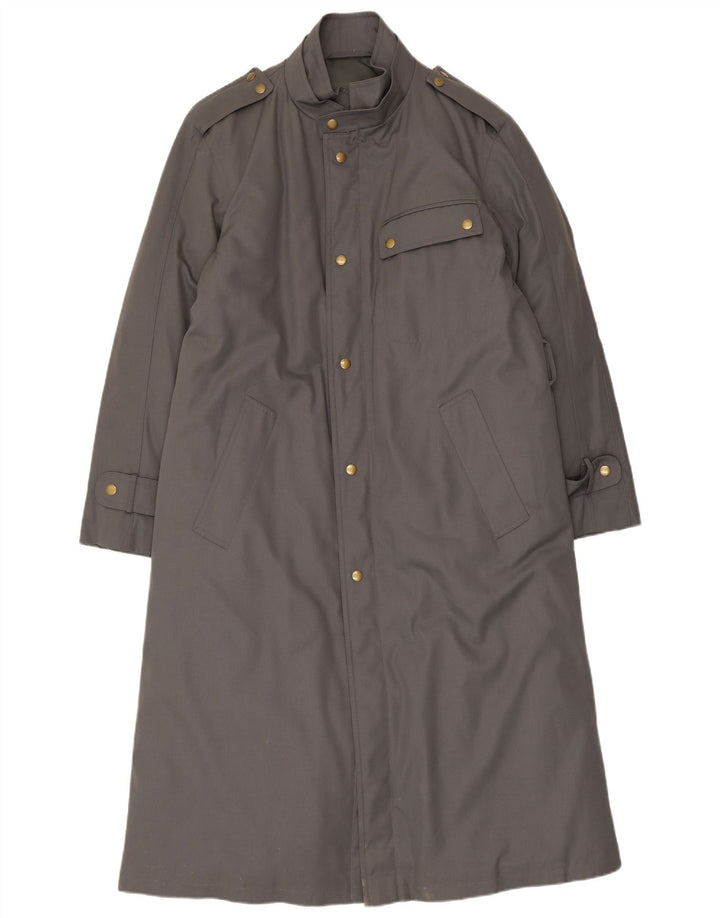 Casaco impermeável militar masculino vintage UK 38 cinza médio