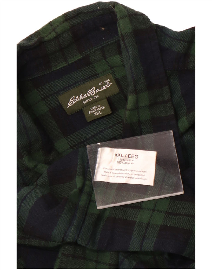 Camisa masculina de flanela Eddie Bauer 2XL algodão xadrez verde