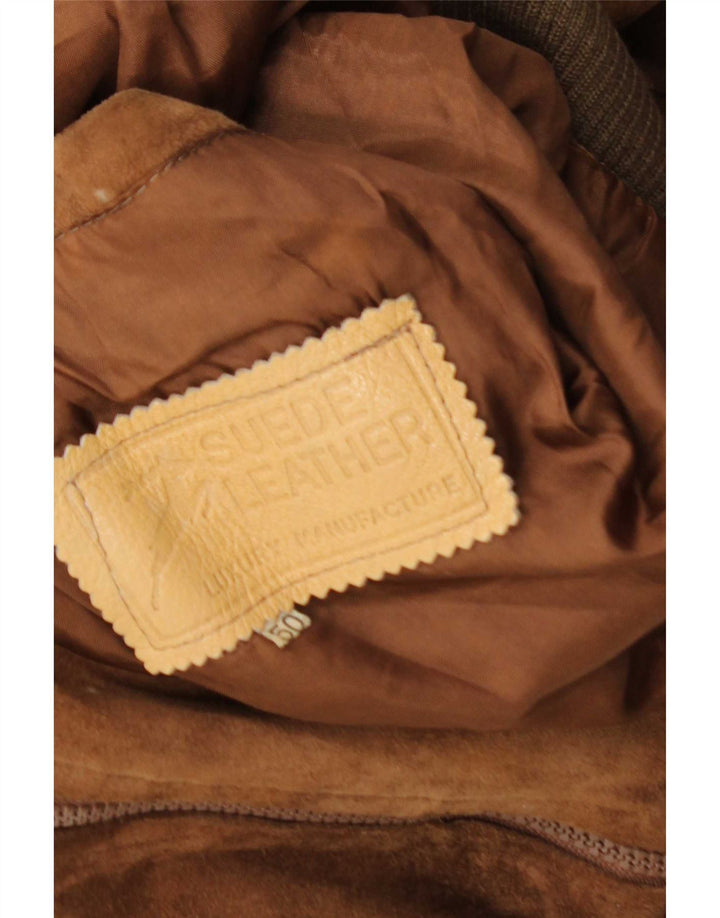 Jaqueta bomber masculina vintage de camurça IT 50 grande marrom