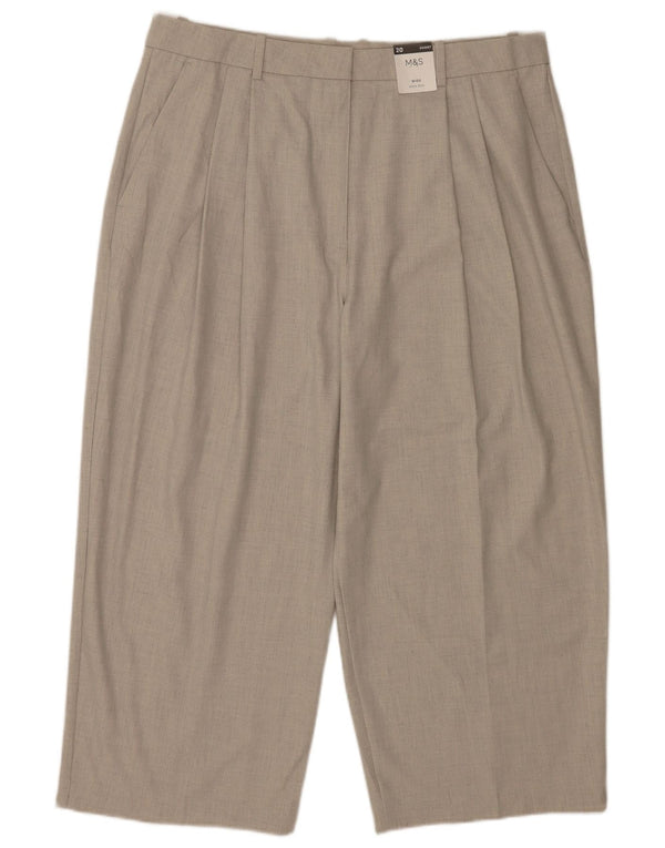 Calça feminina Marks & Spencer de cintura alta cortada UK 20 2XL W38 L25 cinza