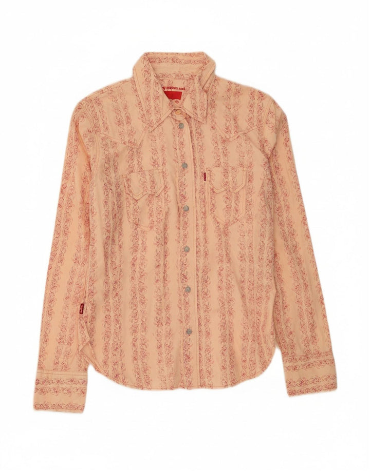 LEVI'S Womens Shirt UK 6 XS Pink Floral Cotton Vintage Levi's and Second-Hand Levi's from Messina Hembry 