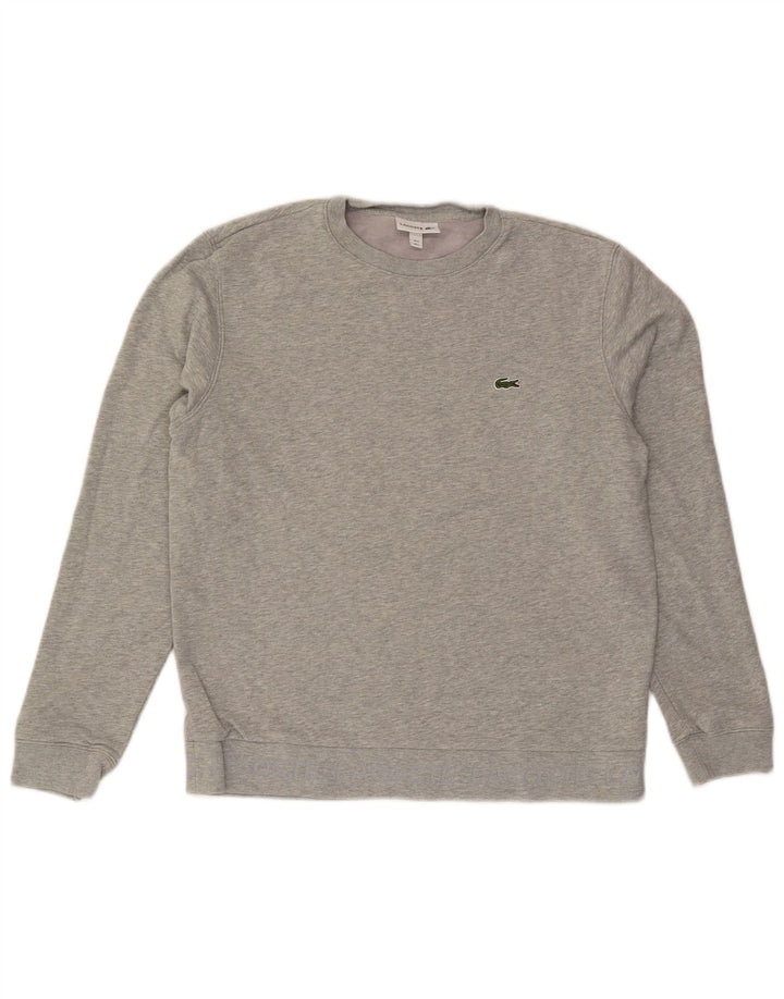Lacoste moletom masculino tamanho 5 grande algodão manchado cinza