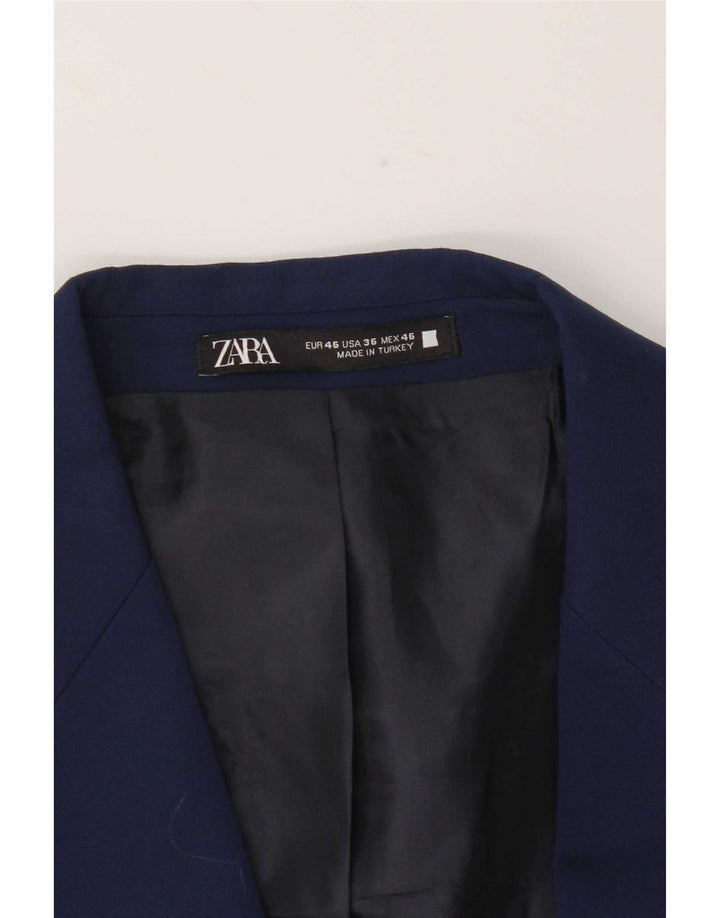 Jaqueta blazer masculina Zara com 2 botões UE 46 pequena azul marinho
