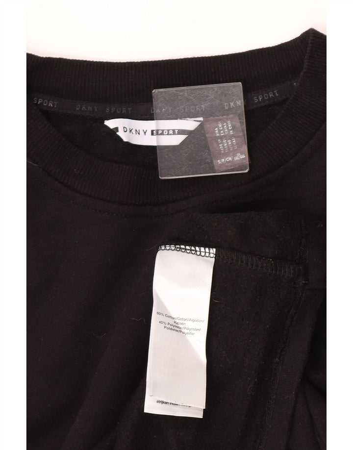 Dkny Suéter feminino oversized cropped UK 10 pequeno bloco colorido preto