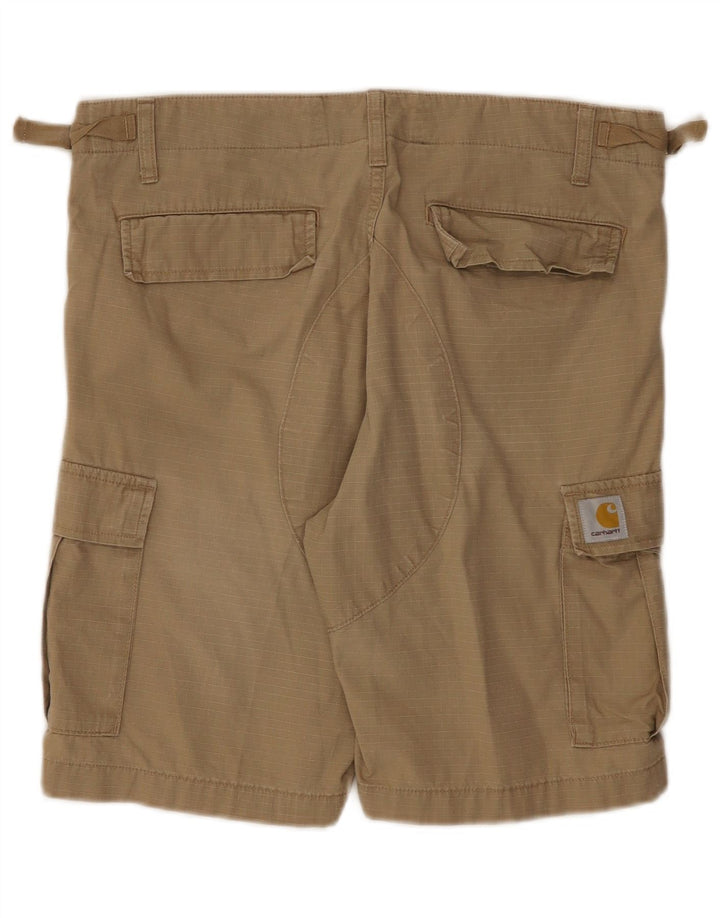 Carhartt Mens Wip Cargo Shorts W30 Algodão Xadrez Bege Médio