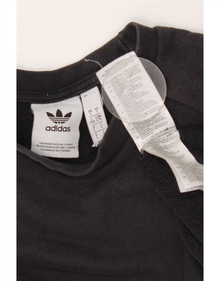 Adidas Mens Moletom Jumper Grande Algodão Preto