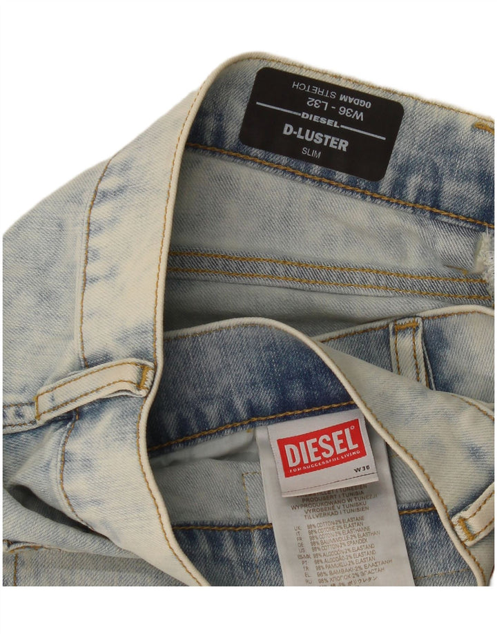 Diesel Masculino D-Luster Stretch Slim Jeans W36 L32 Azul Algodão
