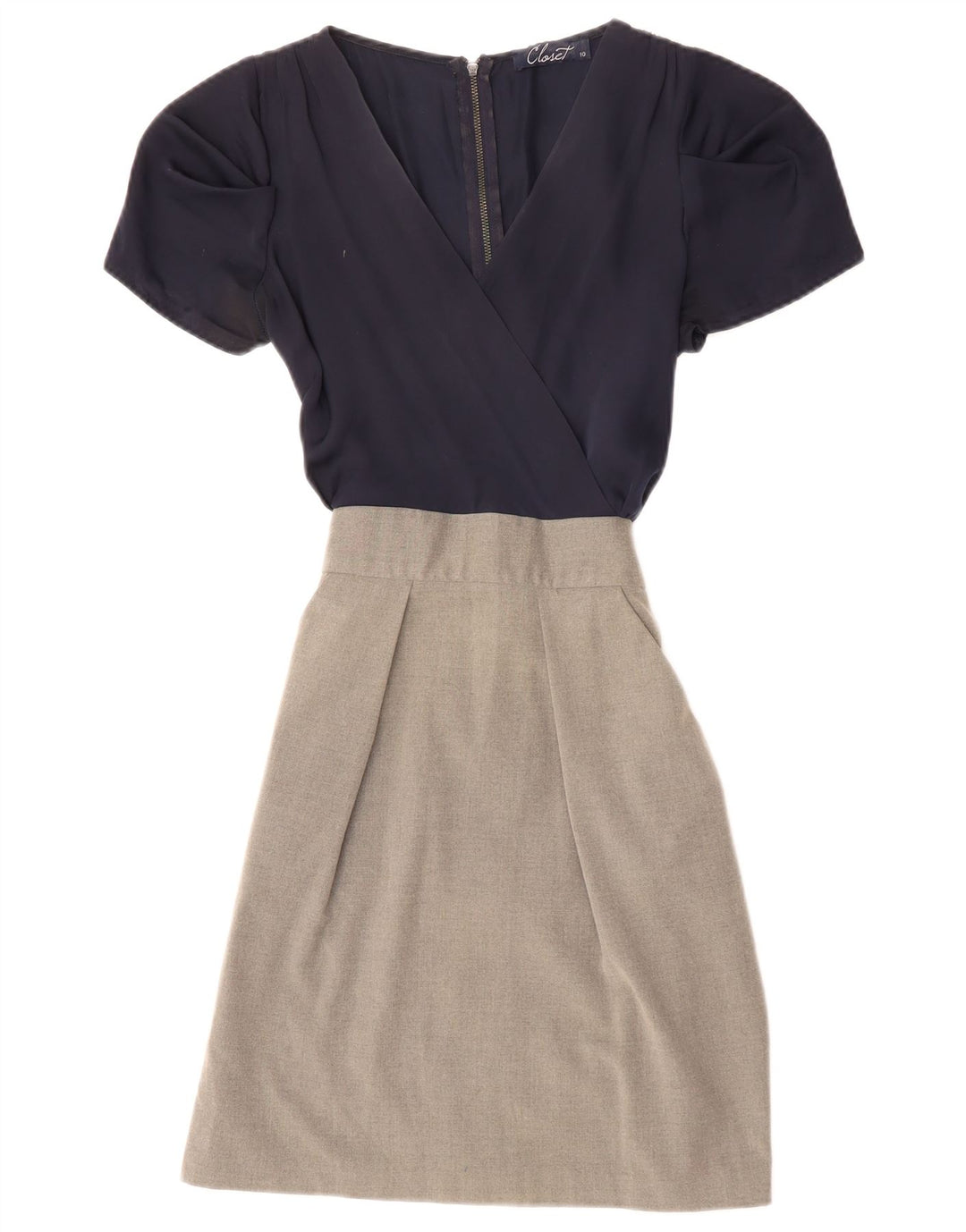 Vestido feminino CLOSET UK 10 pequeno azul marinho em bloco colorido de poliéster