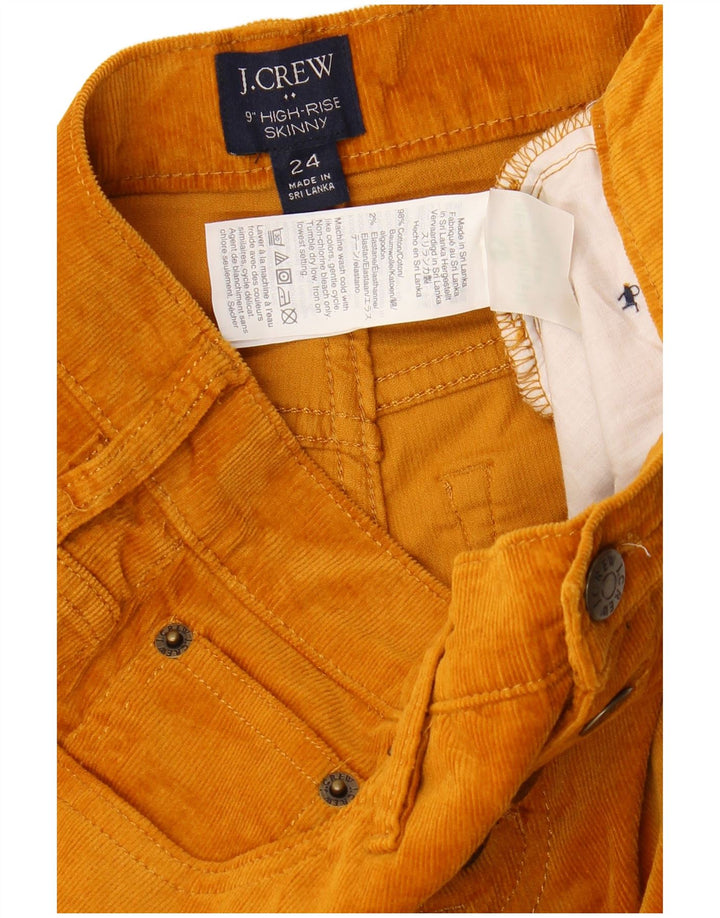 J. CREW Calça feminina skinny de veludo cotelê de cintura alta W24 L28 algodão marrom