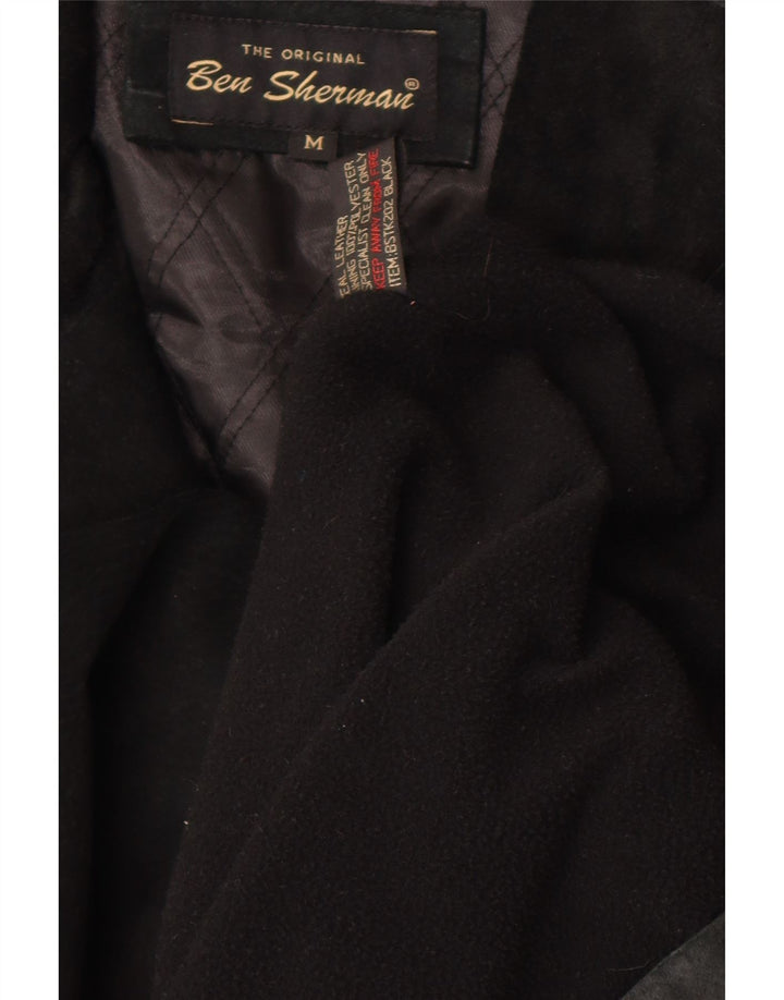 Casaco corta-vento masculino de camurça Ben Sherman Reino Unido 38 couro preto médio