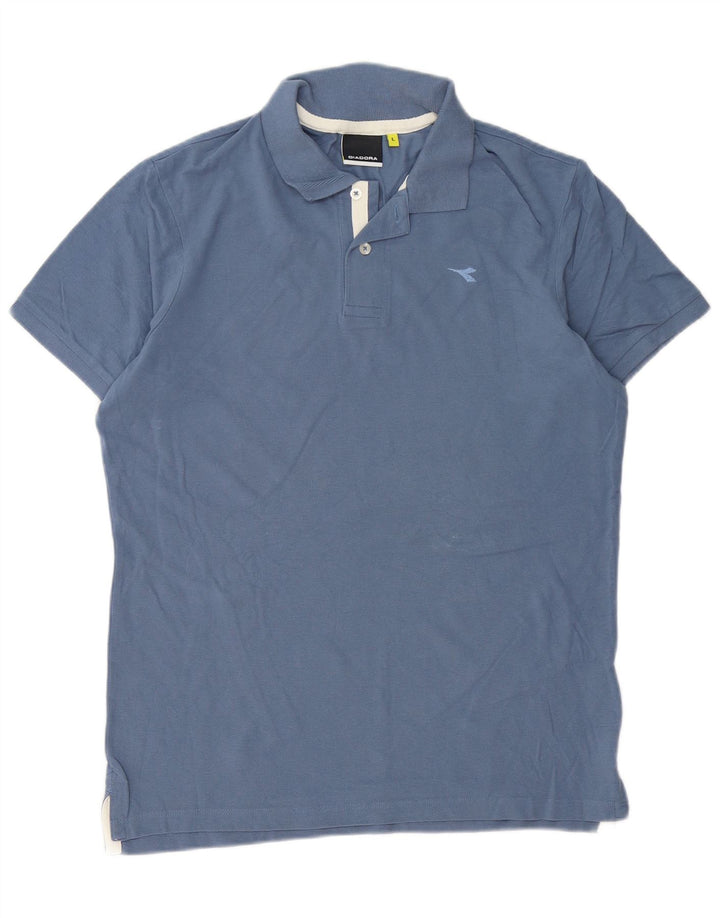 Camisa polo masculina Diadora grande algodão azul