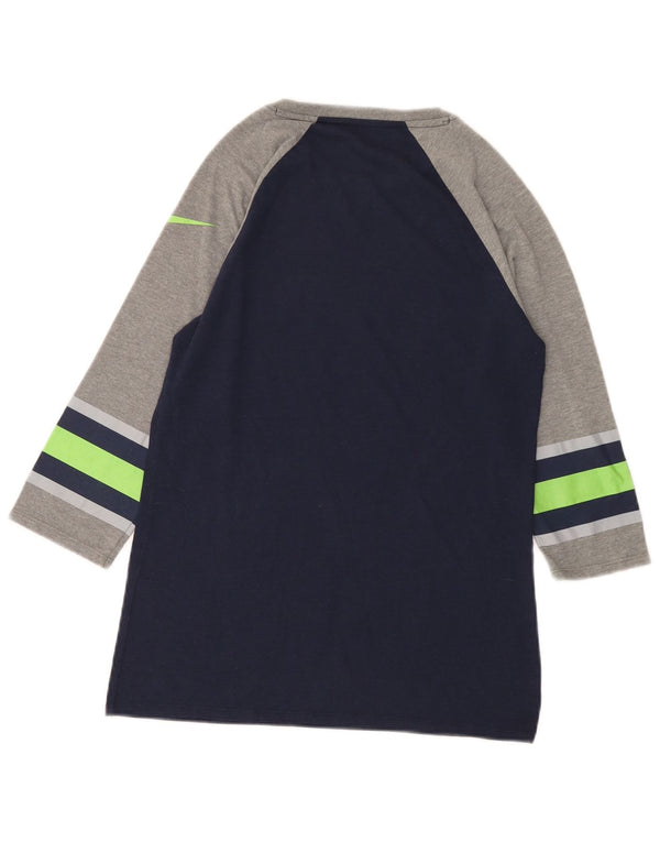 Top gráfico Nike masculino Seattle Seahawks manga 3/4 pequeno azul marinho