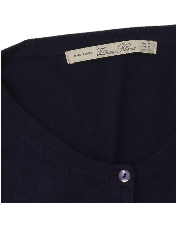 Suéter cardigã feminino Zara Reino Unido 14 médio azul marinho