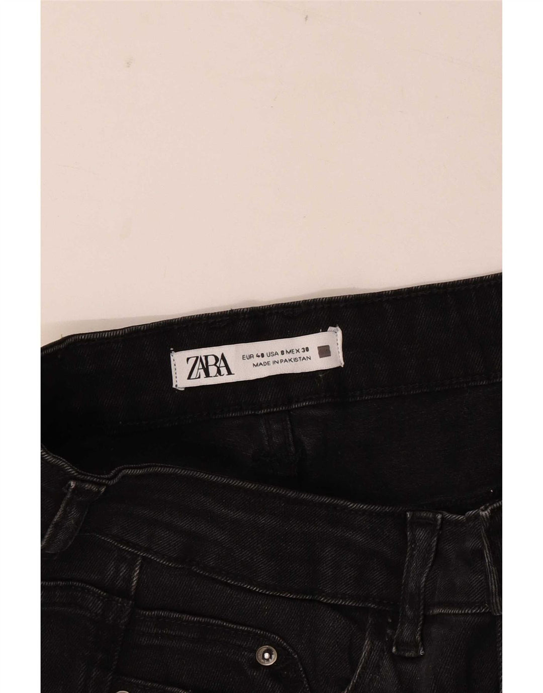 Zara Jeans Cônicos Femininos EU 40 Médio W30 L26 Preto