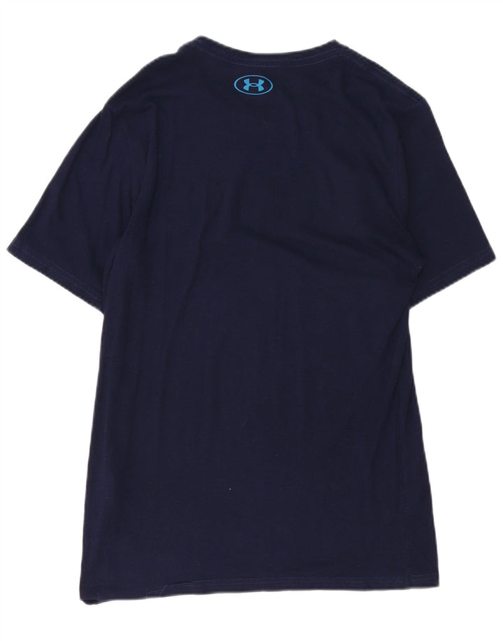Camiseta gráfica masculina UNDER ARMOUR pequena algodão azul marinho