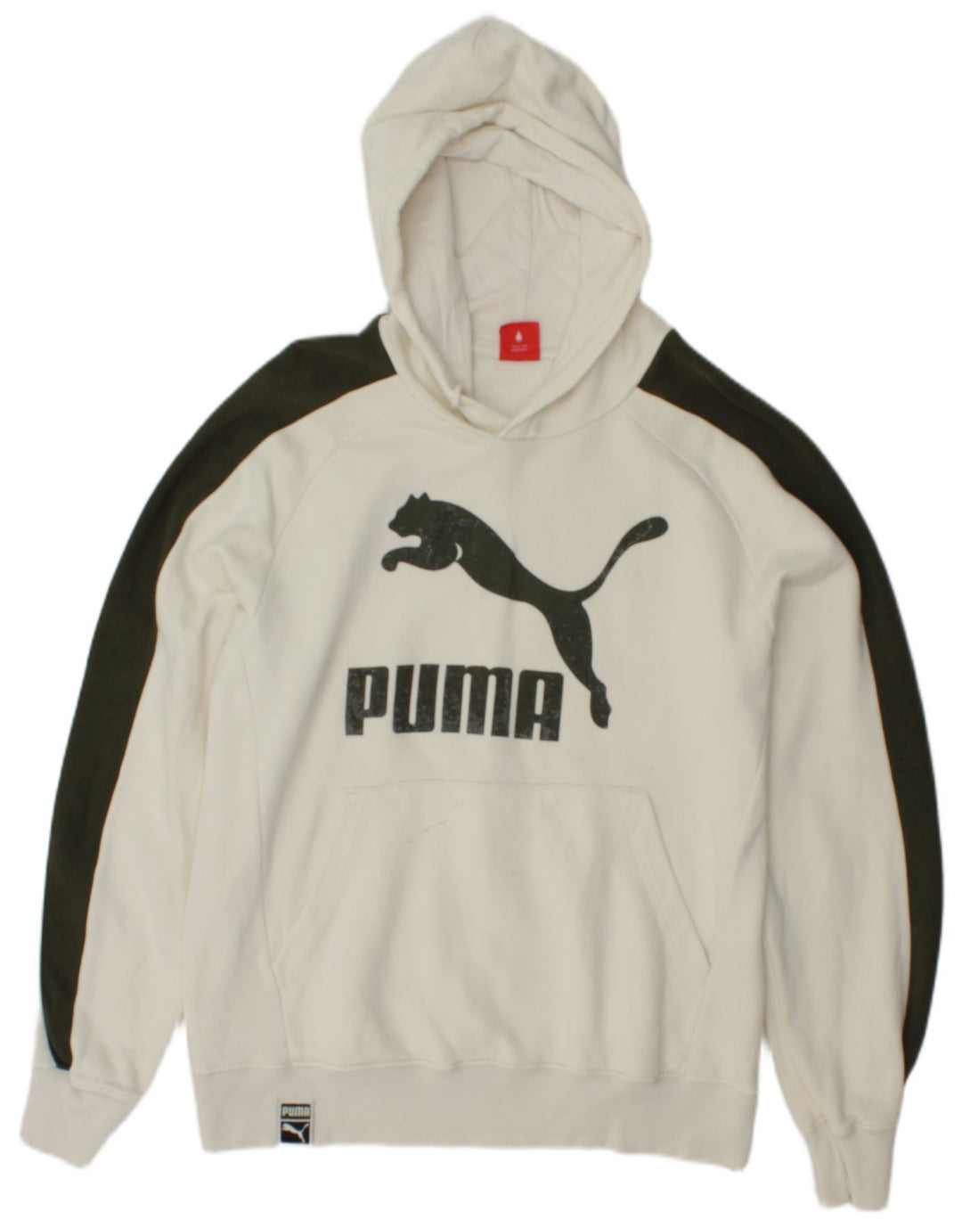 PUMA masculino gráfico moletom com capuz médio off white algodão colorblock