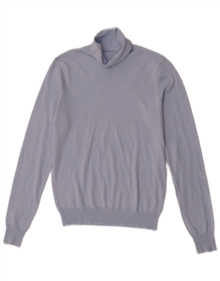 Zara Suéter feminino com gola redonda e gola redonda, Reino Unido 12, azul médio