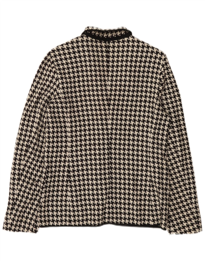 Jaqueta blazer feminina Max Mara Reino Unido 10 pequena lã houndstooth preta