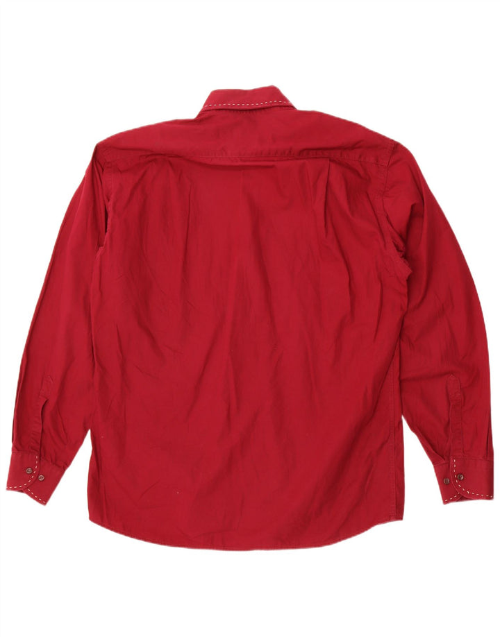 Camisa masculina Roccobarocco tamanho 16 41 grande algodão vermelho