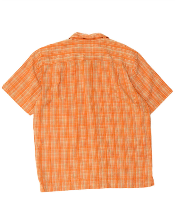 Camisa masculina Quiksilver de manga curta grande rayon xadrez laranja