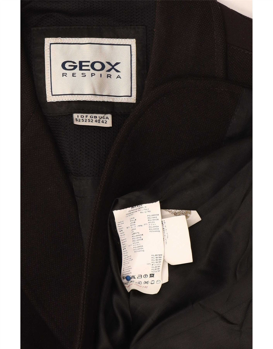 Jaqueta Blazer Geox Masculina Respira 3 Botões Reino Unido 42 XL Lã Preta