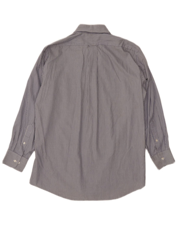 Camisa masculina IZOD Easy Care tamanho 16 grande algodão listrado azul marinho anos 80