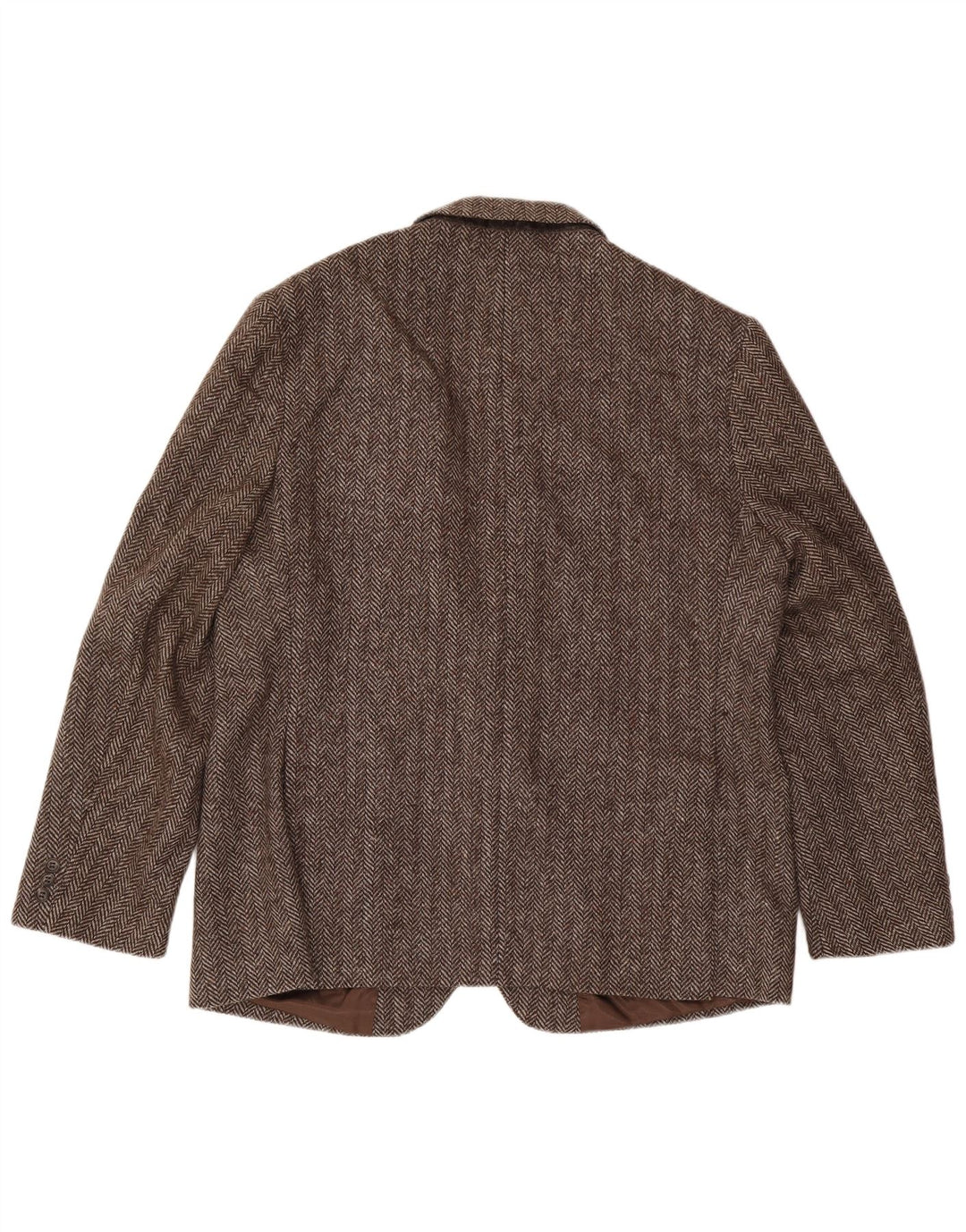 Jaqueta blazer masculina de 2 botões Four Seasons Reino Unido 48 4XL lã espinha de peixe marrom