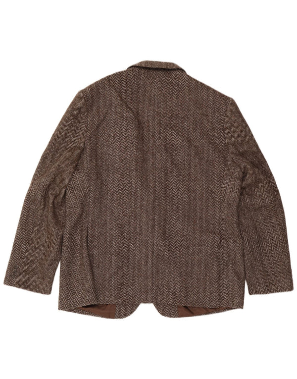 Jaqueta blazer masculina de 2 botões Four Seasons Reino Unido 48 4XL lã espinha de peixe marrom