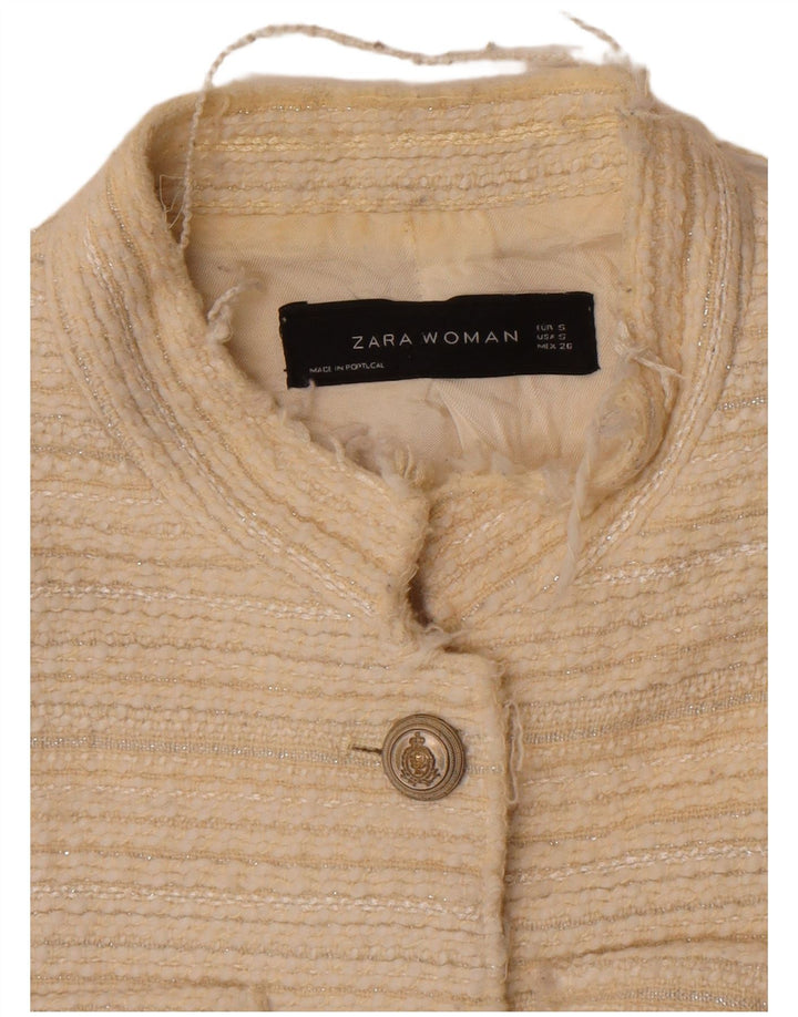 Jaqueta blazer feminina Zara com 4 botões UK 10 pequena off white