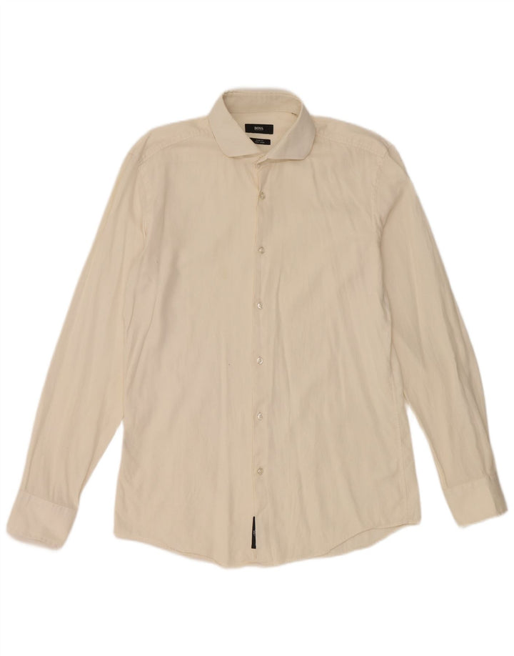 Hugo Boss Mens Slim Fit Camisa EU 40 Médio Branco