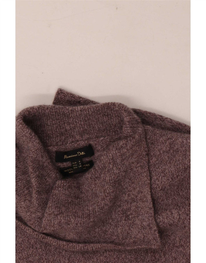Suéter feminino Massimo Dutti com gola redonda Reino Unido 10 pequeno marrom manchado