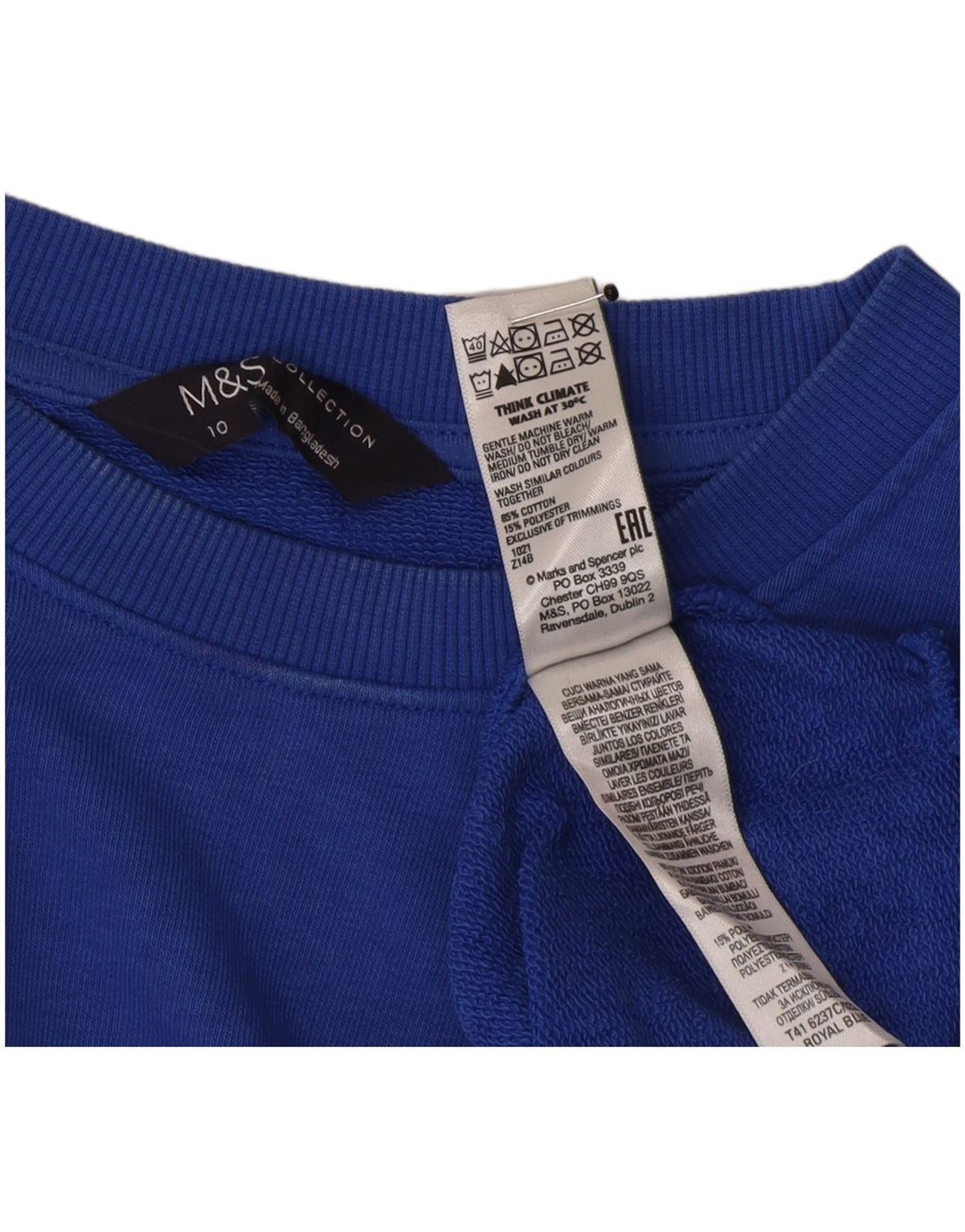 Suéter feminino Marks & Spencer de grandes dimensões Reino Unido 10 algodão azul pequeno