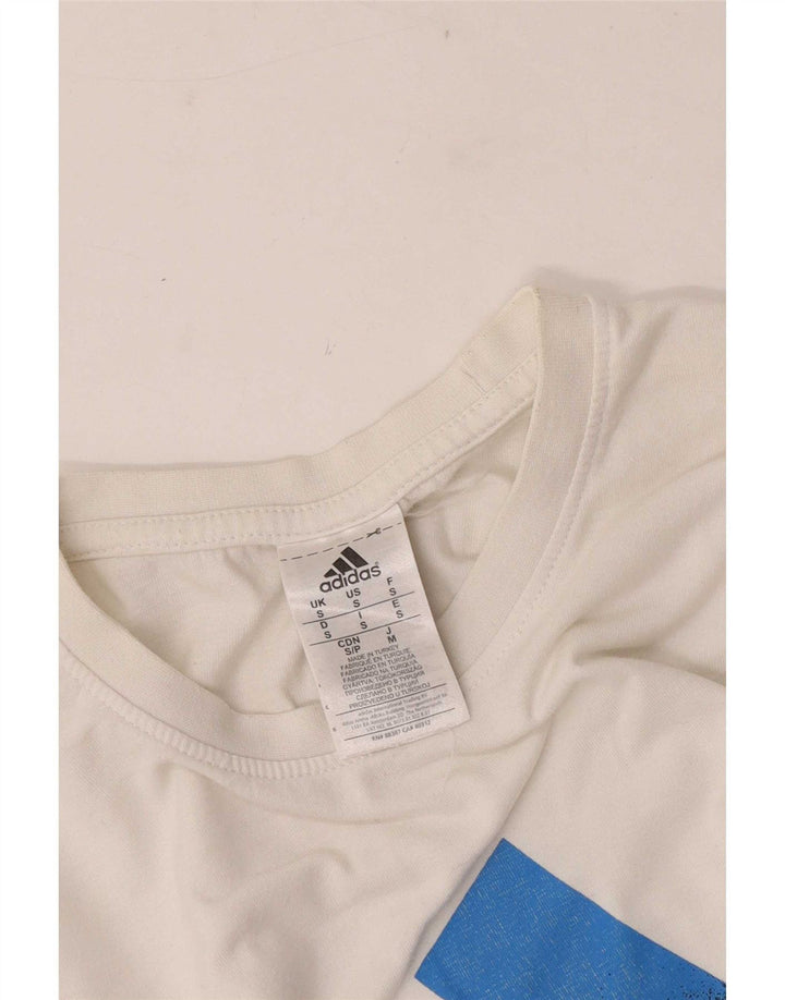 Adidas Mens Graphic T-Shirt Top Pequeno Algodão Branco