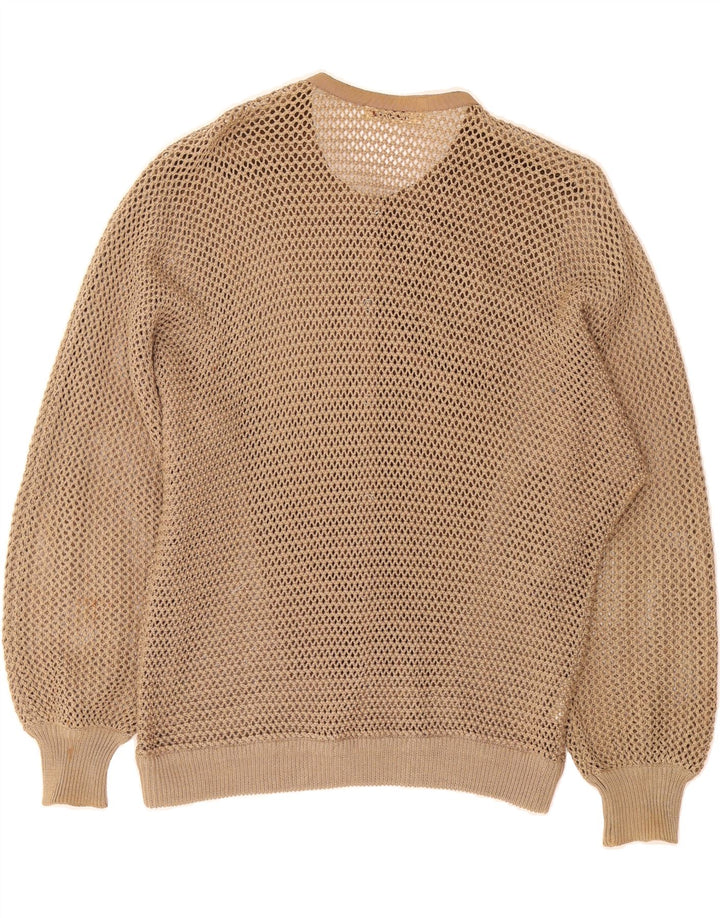 VINTAGE Womens Crochet Cardigan Sweater IT 48 XL Beige Cotton Vintage Vintage and Second-Hand Vintage from Messina Hembry 