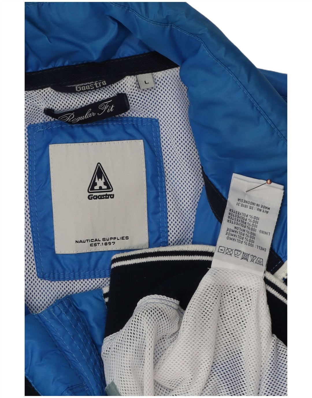 Jaqueta de chuva masculina Gaastra Regular Fit com capuz UK 40 grande poliamida azul