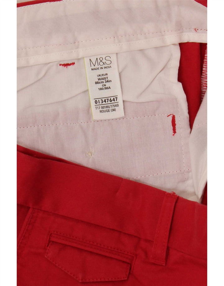 Shorts chino masculino Marks & Spencer W34 grande algodão vermelho