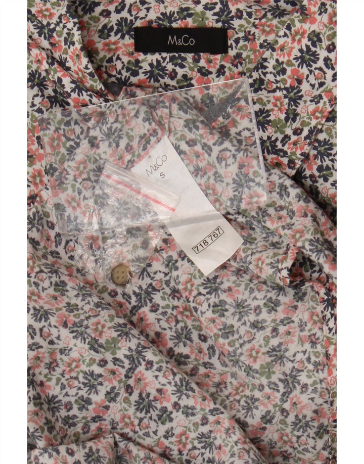 Camisa masculina de manga curta M&Co pequena de algodão floral multicolorido