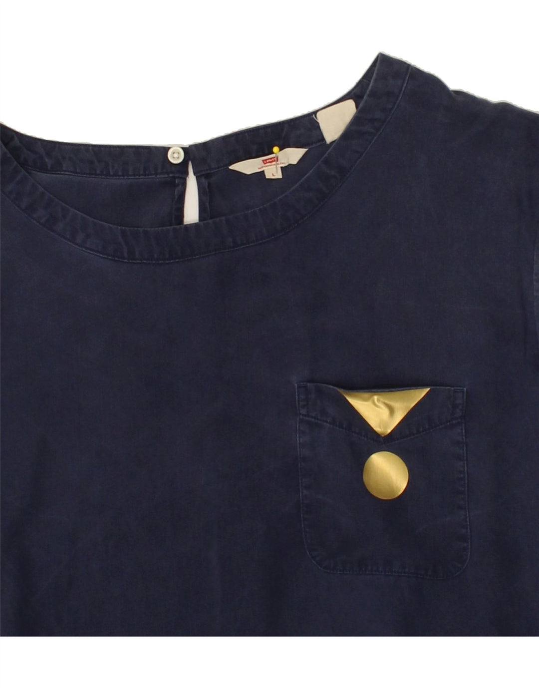 LEVI'S Womens Blouse Top UK 16 Large Navy Blue Vintage Levi's and Second-Hand Levi's from Messina Hembry 