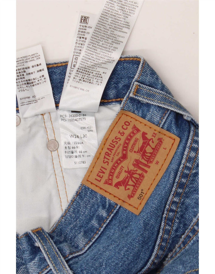 Calça jeans feminina Levi's 501 Straight W26 L30 azul algodão